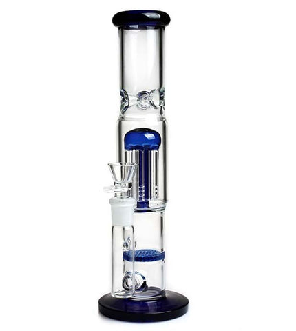 12" Glass Water Bong pipe with ice pinch and percs - SmokingCats - Discreet Ship from Texas !