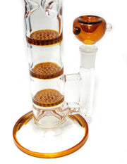 11" Glass Water PIpe with Honeycome Filter and Ice Pinch - SmokingCats - Discreet Ship from Texas !