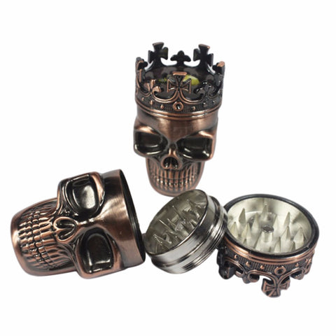 King Crowned Skull Tobacco Pipe Herb Grinder 3 Piece