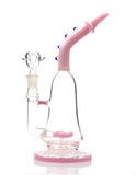 10" Pink Bent Neck Volcanic filter layer Glass Water Pipe
