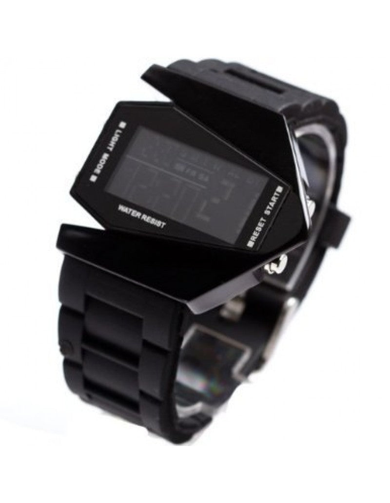 Elegant Plane Style Digital Display LED Silicone Wrist Watch Black - SmokingCats  - Discreet Ship from Texas !