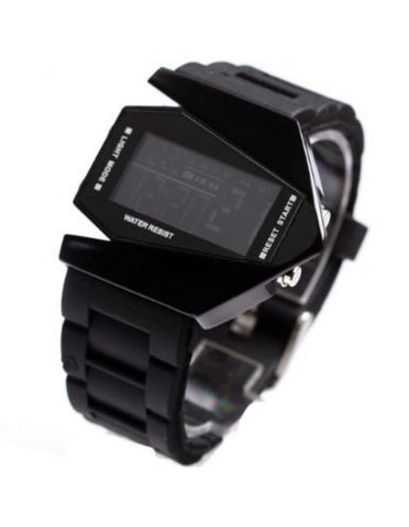 Elegant Plane Style Digital Display LED Silicone Wrist Watch Black - SmokingCats  - Discreet Ship from Texas !