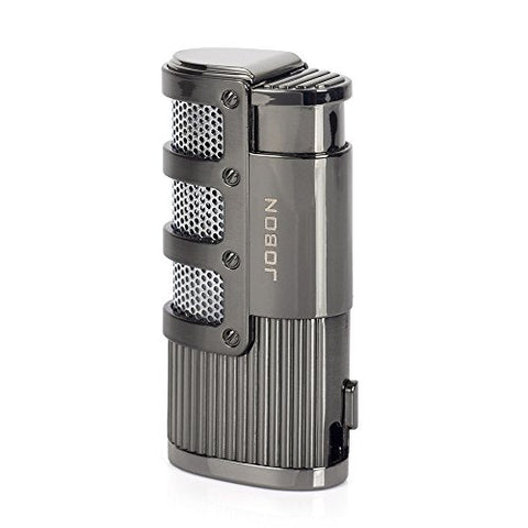 JOBON Windproof Tripple Torch Refillable Butane Gas Lighter With Push up Cigar hole Pu