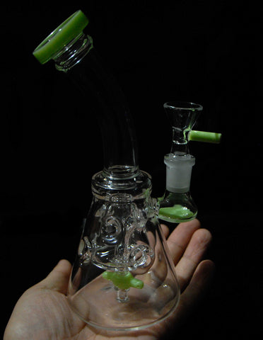 7.5" Green Thick Glass Water Pipe Recycler