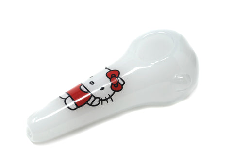 4" Milky white Hello Kitty Spoon Glass Hand Pipe