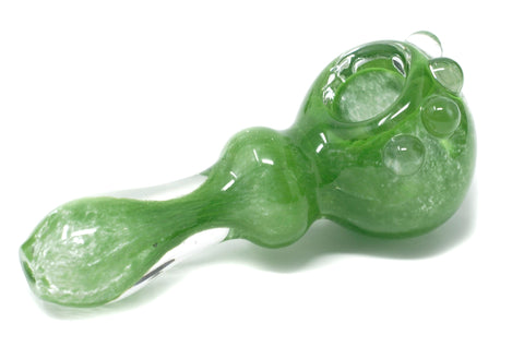 4" Dot Green Spoon glass pipe