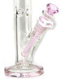 10" Pink Glass Cat Straight Neck Thick Glass Water Pipe