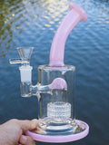 9" Pink Matric Percualter Glass Water Pipe