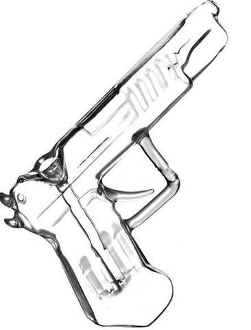 Handgun Shape Glass Clear Bubbler Pipe - SmokingCats - Discreet Ship from Texas !