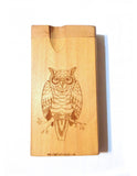 Owl etched carving wood dogout pipe with bat