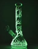 10" Tree of life Glow In The Dark Glass Water Pipe Bong