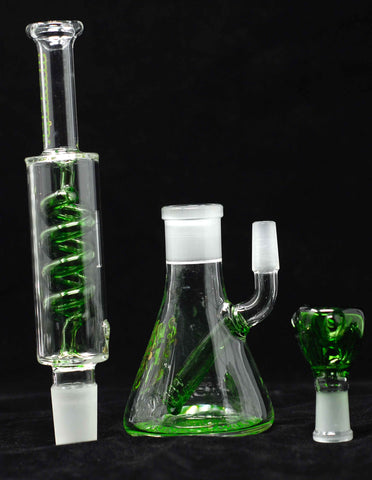 10" DNA Coil Straight Neck Glass Water Bong Pipe