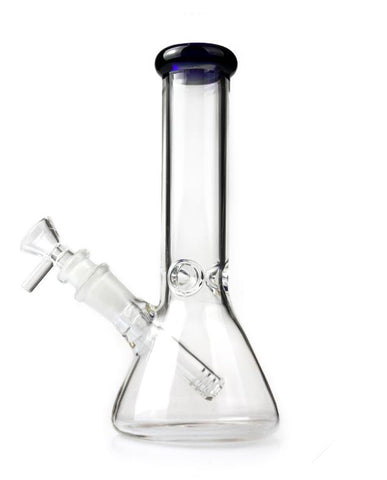 8" Clear Glass bong with ice pinch